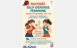 Matinée self-défense samedi 15 novembre de 10h à 12h ouvert aux féminines à partir de 12ans et gratuit !